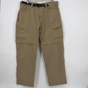 The North Face Mens XL Khaki Convertible Zip Off Cargo Outdoor Hiking Pants Belt